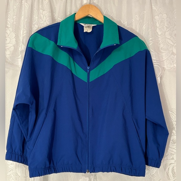 Koret Jackets & Blazers - Vintage Koret Colorblock Zip Jacket Teal Royal Blue Size 10